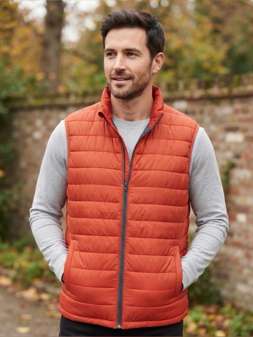 Swiss Tech Men's Quilted Rust Orange Puffer Vest Size Large